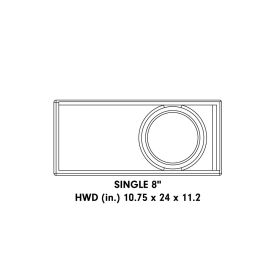 Graphic showing Single 8" Enclosure with dimensions in inches: 10.75 x 24 x 11.2