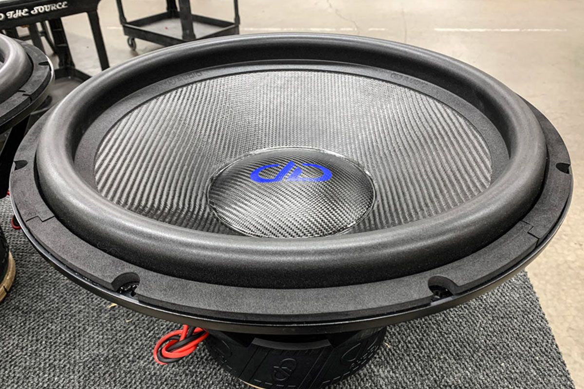 USA Made Subwoofer with Black Carbon Fiber Cone and Dustcap and blue DDA logo