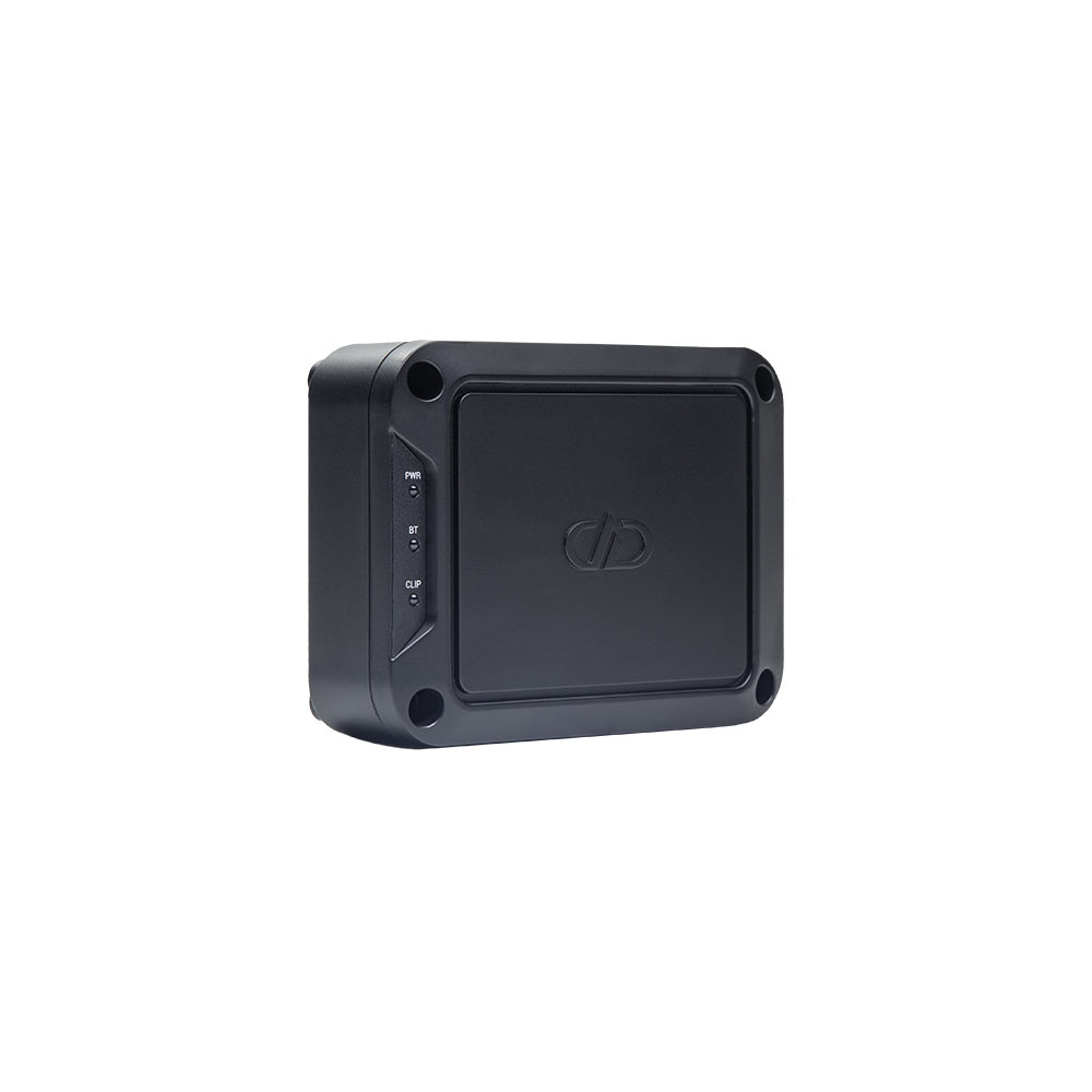 Photo of DSI-X2 shot from the top angled on its side to show logo and indicator lights