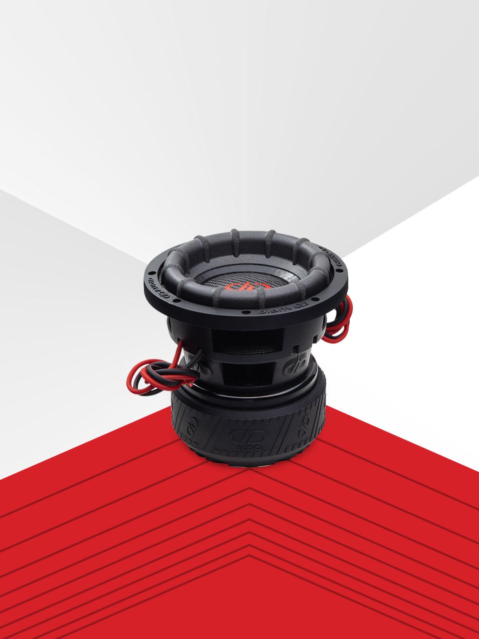 9921c subwoofer slanted right side view of motor, surround, and part of dust cap and cone