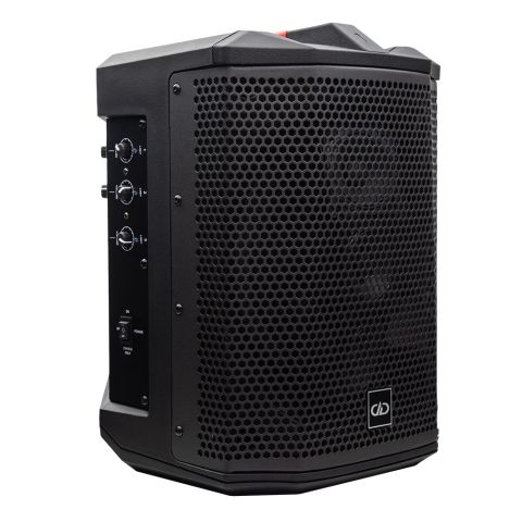 Photo of rager-wpa-3.1 Wireless Pro Audio speaker shot front angled to show most of the speaker grill and part of the controls on side